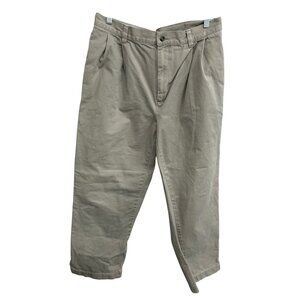 Jos A Bank Mens Beige Pleated Cotton Pants Size 36W X 29L